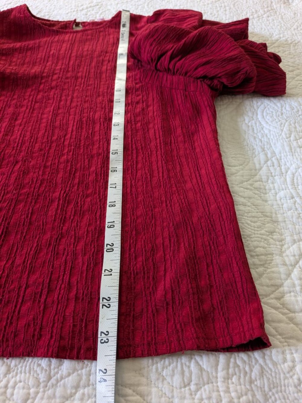 THML Puff Short Sleeve Blouse Garnet Size Small - Picture 7 of 9